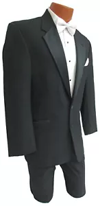 Men's Perry Ellis Black Tuxedo with Pants Prom Mason Wedding Groom 40R 34W - Picture 1 of 5