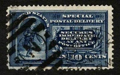 US 1895 #E5 Special Delivery 10c Blue Messenger Running VF Thin Used - Image 1 of 2