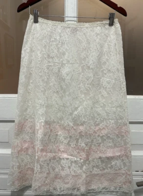 Falda sin cordones de encaje blanca Schiaparelli Paris New York años 40’s/50’s de colección Foto 1 de 4