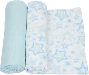 MiracleWare Muslin Swaddle Blanket, Blue Stars, 2 Piece - Picture 1 of 5