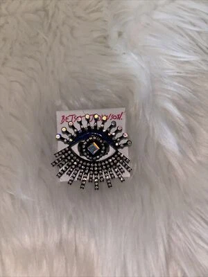 Anillo de cóctel ajustable Betsey Johnson brillante imitación piedra mal de ojo Foto 1 de 3