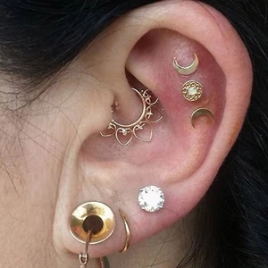 Joyería Daith 16 g, pendientes Daith aro, perforación Daith plata, anillo tabique - Imagen 1 de 3