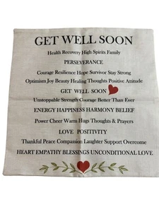 Get Well Soon Poem Pillow Cover 17.5”x17.5” Great Condition Hearts - Picture 1 of 2