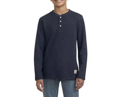 Camiseta Levi's Meninos Térmica Henley Manga Longa Tamanho L 10/12 Azul Marinho Blazer Urze - Imagem 1 de 4