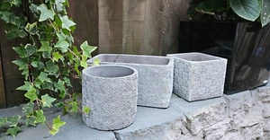 SET OF 3-4 POTS Pots Indoor Outdoor Plant Flower Pot Holder Home Decoration Gift - Picture 1 of 11