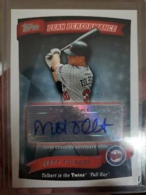 2010 Topps Matt Tolbert peak performance Auto Autograph PPA-MT Twins! - Image 1 of 2