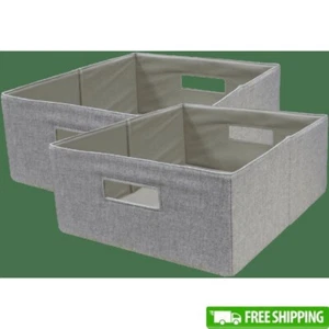 Fabric Storage Bins 2 Pack Collapsible Cube Organizers Home Office Toys Tan New - Picture 1 of 5