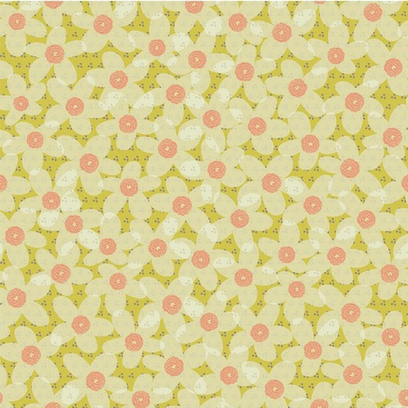 (18€/m) Softshell Meterware zitronengelb mit Blumen hellgelb 1 Stückzahl = 0,5m - Bild 1 von 1