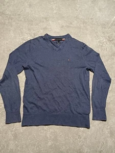 Tommy Hilfiger Pullover Herren Small Blau Kaschmir Baumwolle Strick V-Ausschnitt Sweater - Bild 1 von 11