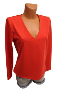 C&A Shirt M 38 langarm dünnes Blusenshirt Bluse rot T-Shirt Schulterpolster - Bild 1 von 4