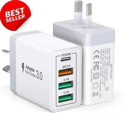 40W 4 Port USB-C PD Type-C Fast Charging Wall Plug USB C Charger Power Adapter - image 1 of 4