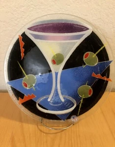 Vintage Peggy Karr Schmelzglas Martini Oliven Runde Platte - Bild 1 von 12