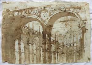 Giuseppino GALLIARI (Andorno 1752-Milano 1817) Portici in un Castello - Reggia - Picture 1 of 17