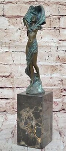 Semi Nude Figure of Girl Removing Her Shirt Bronze Figure Sculpture Art Deco - Picture 1 of 10