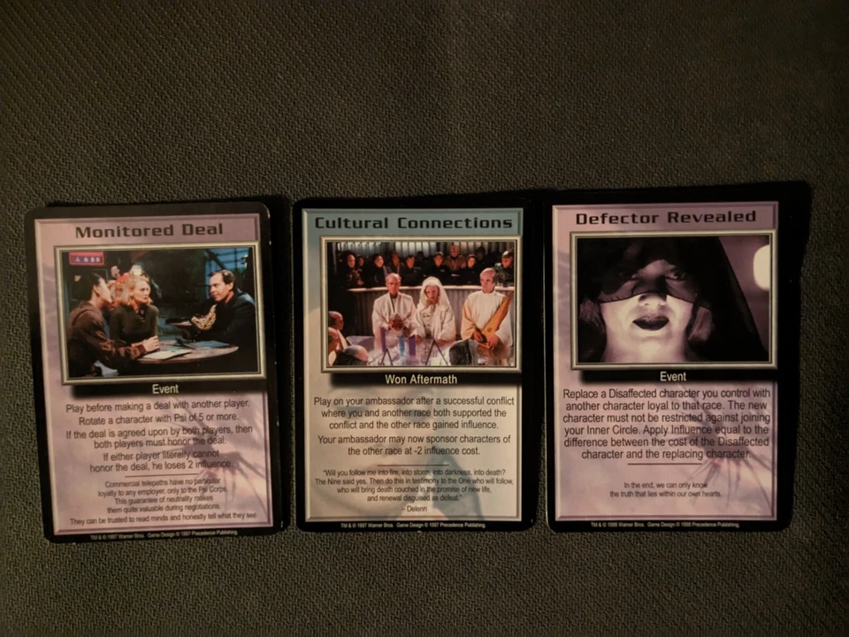 Babylon 5 CCG Lot of 3 - Cultural Connections, Monitored Deal, Defector Revealed - Image 1 of 2