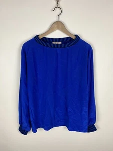 Yves Saint Laurent Variation Pullover Women's Blue Top Vintage 90s Sz M - Picture 1 of 14