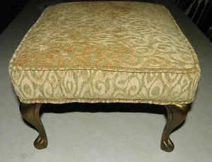 Gold Cut Velvet Brass Leg Footstool / Stool (FS52) - Picture 1 of 1