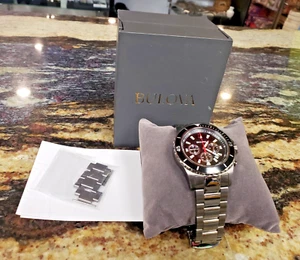 BULOVA MEN'S CHRONOGRAPH QUARTZ CALENDAR BLACK WATCH 44MM 98B337 - Picture 1 of 8