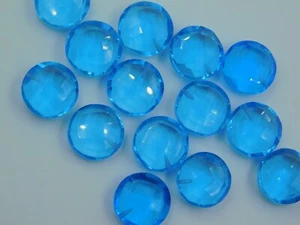 Pair Of Hydro Sky BT Blue Quartz Top Half Drilled Briolette Round Beads 16MM - Picture 1 of 6