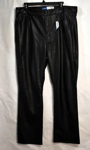 Old Navy Faux Leather Pants Size 16 Tall  Black High Rise Boot Cut Women's New - Picture 1 of 6