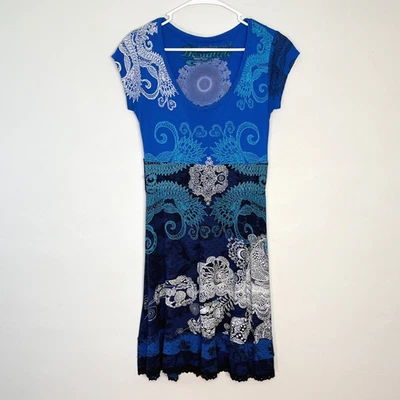 Vestido Desigual Niñas Línea A Pullover Floral Paisley Midi Artístico Ecléctico Talla L Foto 1 de 4