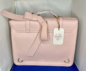 Ecosusi Women's Laptop Messenger Bag Vegan Leather NWT Pink Bow - Picture 1 of 9