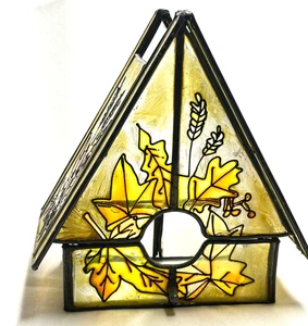 Glass Birdhouse Votive Holder- 7" tall - Picture 1 of 4