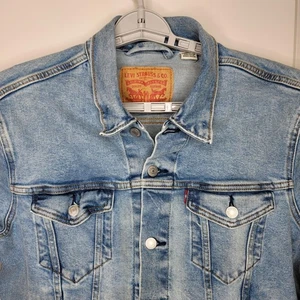 Levi Strauss Denim Jacket Mens Medium Trucker Waterless Casual Jean Coat - Picture 1 of 10