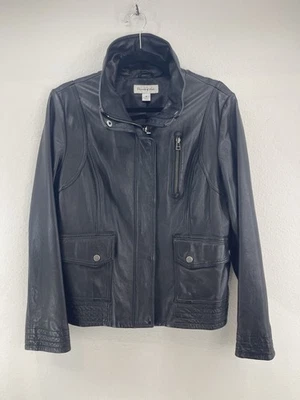 Vintage Preston & York Biker Jacket Women's Size M Bomber Black - Image 1 of 4