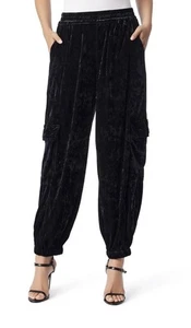 Jessica Simpson Crushed Velvet Cargohose Jogginghose schwarz Damengröße Small neu mit Etikett - Bild 1 von 13