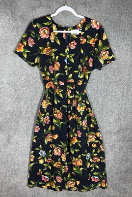 Vestido midi floral Kathie Lee para mujer talla 14 sweetheart plisado manga corta de colección Foto 1 de 4