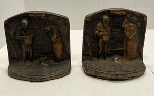 Sujetalibros de hierro fundido enchapados en bronce The Angelus Call to Prayer 1928 de colección Farmers #2 - Imagen 1 de 12