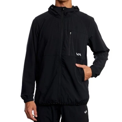 RVCA Yogger 2 Jacket Windbreaker Black stretch zip front hoodie Medium NWOT - Image 1 of 4