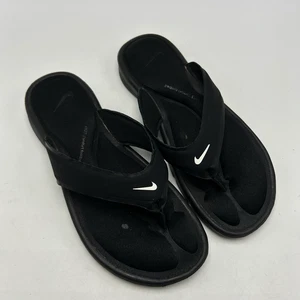 Nike Sandals Womans 7 Ultra Comfort Footbed 882697-001 Thong Black Casual Read - Picture 1 of 7