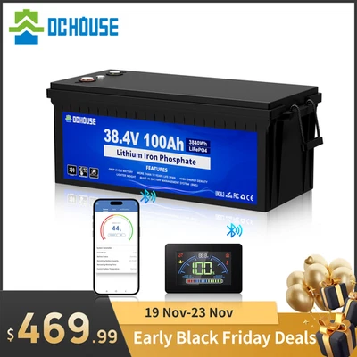 36V 100AH Golf Cart Lithium Battery Bluetooth APP& LCD Monitor Deep Cycle BMS - Image 1 of 4