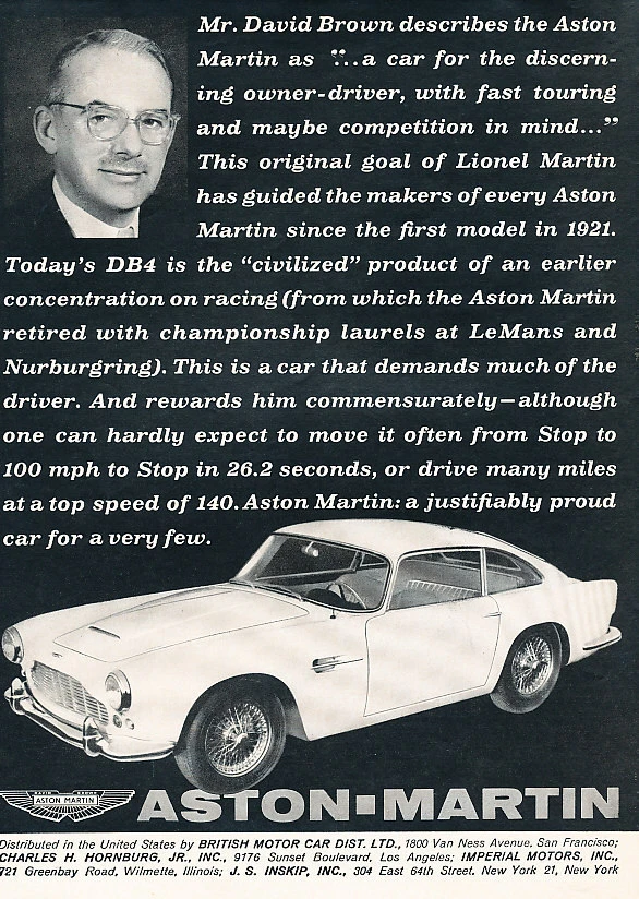 Aston Martin DB4 1962 - David Brown - Anuncio publicitario clásico vintage H05 Foto 1 de 1