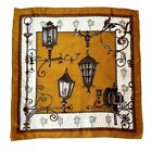 Vintage St Michael Square Scarfbrown And Mustard With Old Lights And Lanterns