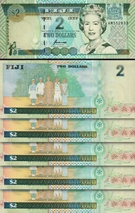 Fidschi 2 Dollar 1996, UNC, 5 Stck. SET, in Folge, P-96b, Königin Elizabeth II - Bild 1 von 4
