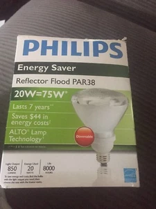 Philips CFL Bulb 20W=75W Par38 Dimmable- Last 7 Years! Energy Saver! - Picture 1 of 1