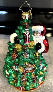 Radko HANDLE WITH CARE #1017656 Christmas Tree w/Santa Ornament 6.75"x 4" -2015 - Picture 1 of 9