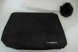 Lancome Cloth Zippered Make-up Bag Pom-pom Black New - Picture 1 of 3
