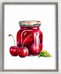 Kirschen Wandbilddruck, Kirsche Küche Kunstdruck, Essen Wohndeko Kunst #26 - Bild 1 von 2