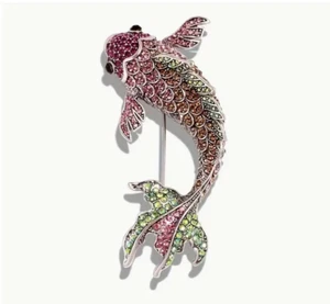 2025 Koi fish rhinestone brooch goldfish fashion jewelry 2.9 inchFestive Brooch - Bild 1 von 6