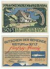 💙KEITUM na SYLT 1920: "Sylter Fischerhaus", 50 pfg. NOTGELD 1.a