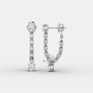1.48 TCW Round Lab Grown CVD Diamond Wedding Engagement Party Wear Earrings - Picture 1 of 9