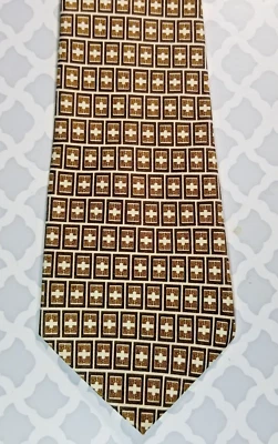 Corbata para hombre Luigi Valentino marrón hecha a mano diseño geométrico Foto 1 de 3