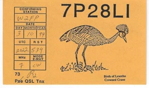 Scheda radio QSL 1994 Lesotho - Foto 1 di 1