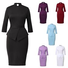 Women's Clergy Dress Tab Collar Priest Peplum Dress Church Dress 6 Colors