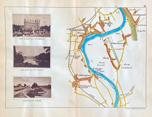 Richmond Marble Hill Eel Pie Island Strawberry Hill Teddington Thames map 1885 - Picture 1 of 3