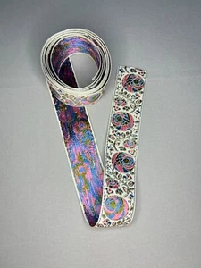 Vintage Jacquard Silk Embroidered Flowers Ribbon Trim 1-1/2” X 2 yards  - Picture 1 of 5